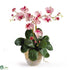 Silk Plants Direct Triple Mini Phalenopsis Silk Orchid Arrangement - Pink White - Pack of 1