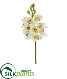 Silk Plants Direct Cymbidium Orchid Artificial Flower - White White - Pack of 4