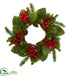 Silk Plants Direct Magnolia Leaf, Berry and Pine Artificial Wreath - Pack of 1