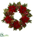 Silk Plants Direct Poinsettia, Berry and Golden Pine Cone Artificial Wreath - Pack of 1