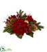 Silk Plants Direct Poinsettia, Berry and Golden Pine Cone Candelabrum - Pack of 1