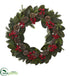 Silk Plants Direct Magnolia Leaf, Berry, Pine and Pine Cone Artificial Wreath - Pack of 1