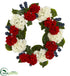 Silk Plants Direct Geranium and Blue Berry Artificial Wreath - Pack of 1