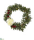 Silk Plants Direct Olive, Hydrangea and Holly Berry Artificial Wreath - White - Pack of 1