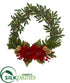 Silk Plants Direct Olive with Poinsettia, Berry and Pine Artificial Wreath - Pack of 1