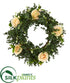 Silk Plants Direct Eucalyptus and Camellia Double Ring Artificial Wreath with Twig Base - Peach - Pack of 1