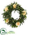 Silk Plants Direct Eucalyptus and Camellia Double Ring Artificial Wreath with Twig Base - White - Pack of 1