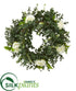 Silk Plants Direct Eucalyptus and Camellia Double Ring Artificial Wreath with Twig Base - White - Pack of 1