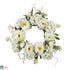 Silk Plants Direct Peony Hydrangea Wreath - White - Pack of 1