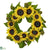 Silk Plants Direct Sunflower Wreath - Yellow - Pack of 1