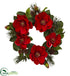 Silk Plants Direct Red Magnolia & Pine Wreath - Pack of 1