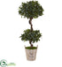 Silk Plants Direct Sweet Bay Double Topiary Tree - Pack of 1