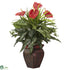 Silk Plants Direct Mixed Greens & Anthurium - Red - Pack of 1