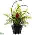 Silk Plants Direct Bromeliad, Maidenhair Fern - Red - Pack of 1