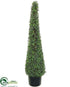 Silk Plants Direct Boxwood Pyramid Topiary - Green - Pack of 2