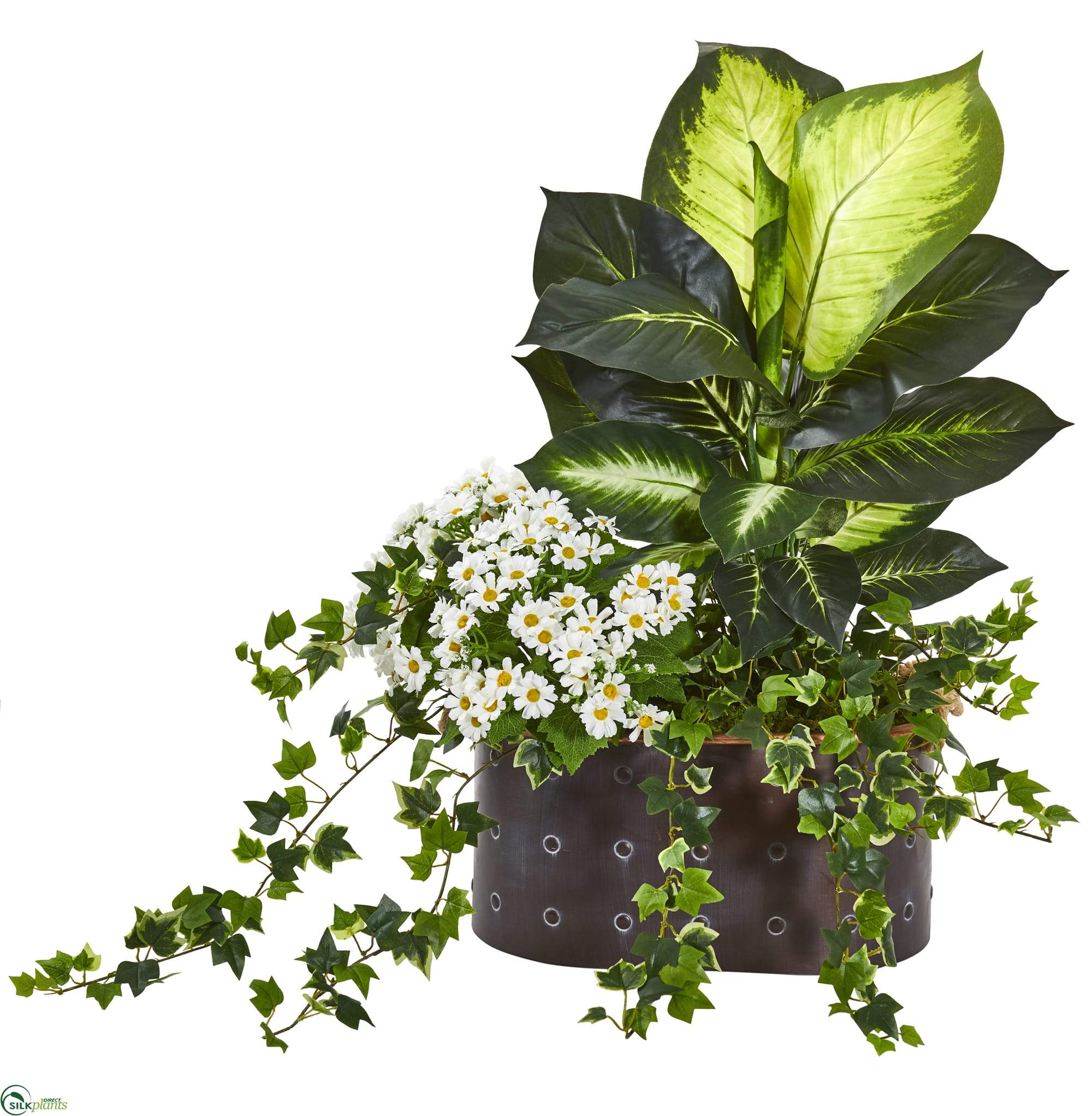 Silk Plants Direct Golden Dieffenbachia, Ivy and Daisy Artificial Plan
