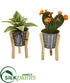 Silk Plants Direct Mixed Succulent Artificial Plant in Tin Planter with Legs - Pack of 2