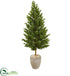 Silk Plants Direct Olive Cone Topiary Artificial Tree - Pack of 1