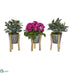 Silk Plants Direct Rose and Olive Artificial Arrangement in Tin Vase with Legs - Purple - Pack of 3