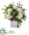 Silk Plants Direct Rose and Mixed Greens and Berries Artificial Arrangement - White - Pack of 1