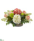 Silk Plants Direct Rose, Hydrangea and Maiden Hair Artificial Arrangement - Pack of 1