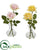 Silk Plants Direct Rose Artificial Arrangement in Glass Vase - Cream Pink - Pack of 2