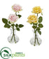 Silk Plants Direct Rose Artificial Arrangement in Glass Vase - Assorted Pastels - Pack of 2