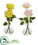 Silk Plants Direct Rose Artificial Arrangement in Glass Vase - Yellow Mauve - Pack of 2