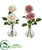 Silk Plants Direct Rose Artificial Arrangement in Glass Vase - Cream Pink - Pack of 2