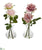 Silk Plants Direct Rose Artificial Arrangement in Glass Vase - Pink Mauve - Pack of 2