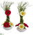 Silk Plants Direct Gerber Daisy and Grass Artificial Arrangement in White Vase - Cream Red - Pack of 2