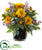 Silk Plants Direct Dancing Daisy, Zinnia and Mixed Greens Artificial Arrangement - Purple Yellow - Pack of 1