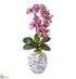 Silk Plants Direct Phalaenopsis Orchid Artificial Arrangement - Purple Cream - Pack of 1