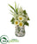 Silk Plants Direct Gerber Daisy, Lilac and Grass Artificial Arrangement - Pack of 1
