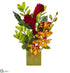 Silk Plants Direct Cymbidium Orchid, Ginger and Zamioculcas Artificial Arrangement - Pack of 1