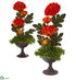 Silk Plants Direct Mum and Cactus Artificial Arrangement in Metal Chalice - Pack of 2