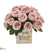 Silk Plants Direct Rose Artificial Arrangement “New Baby” Vase - Pink - Pack of 1