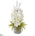 Silk Plants Direct Phalaenopsis Orchid and Fern Artificial Arrangement - Pack of 1