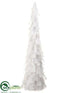 Silk Plants Direct Glittered Feather Cone Topiary - White - Pack of 6