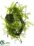 Silk Plants Direct Sedum, Moss, Fern Floating Pad - Green Burgundy - Pack of 12