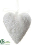 Silk Plants Direct Glitter Solid Heart Ornament - White - Pack of 12
