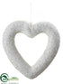 Silk Plants Direct Glitter Open Heart Ornament - White - Pack of 6