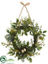 Silk Plants Direct Mini Daisy, Astilbe, Fern Wreath - Yellow Cream - Pack of 2