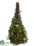 Silk Plants Direct Mini Leaf Twig Cone Topiary - Green Brown - Pack of 12