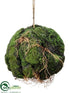 Silk Plants Direct Moss, Soil Hanging Orb - Green - Pack of 6