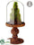 Silk Plants Direct Moss, Twig Cone Topiary in Glass Dome - Green Brown - Pack of 8