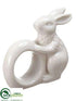 Silk Plants Direct Ceramic Bunny Napkin Ring - White - Pack of 4