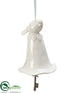 Silk Plants Direct Bird Bell Ornament - White - Pack of 6