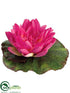 Silk Plants Direct Floating Water Lily Flower Head - Fuchsia - Pack of 24