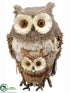 Silk Plants Direct Owl With Baby Owl - Gray Brown - Pack of 2